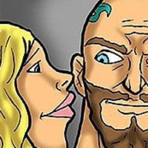 Blonde warms up to a bearded man