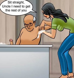 Chesty niece bathes her old uncle