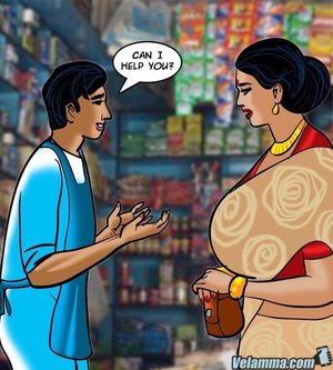 Chesty wife enters a grocery store]big tits, comic, big boobs, MILF, Indian porn