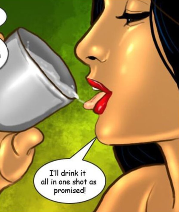 Young men encourage a hot Desi to drink a cup of cum.