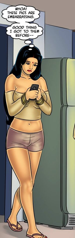 Scantily dressed gal views embarrassing cell pics