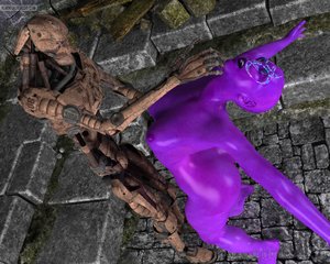 Flexible purple slut’s playtime with devious alien