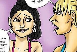 Big-assed women converse in a hot tub