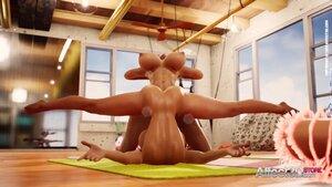 Flexible shemale blowjob in yoga class