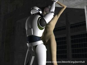 Jailed babe fucked by robot guard