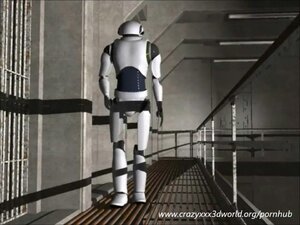 Jailed bitch use robot guard as fucking machine