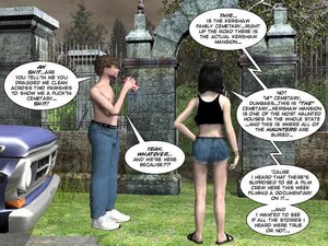 Guy handling girlfriend in the cemetery
