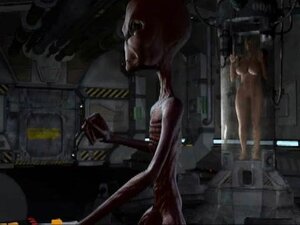 Curvy blonde captured by alien for fucking