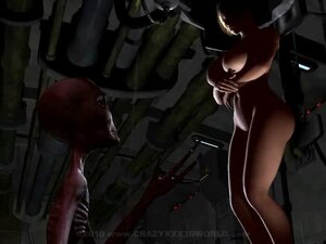 Angry skinny alien uses human bitch's cunt