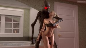 Alien plucks blonde from a bath to fuck