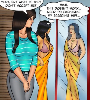 Voluptuous Indian wife tries on a sari
