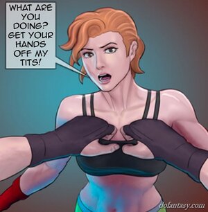 Fighter grabs sexy opponents
